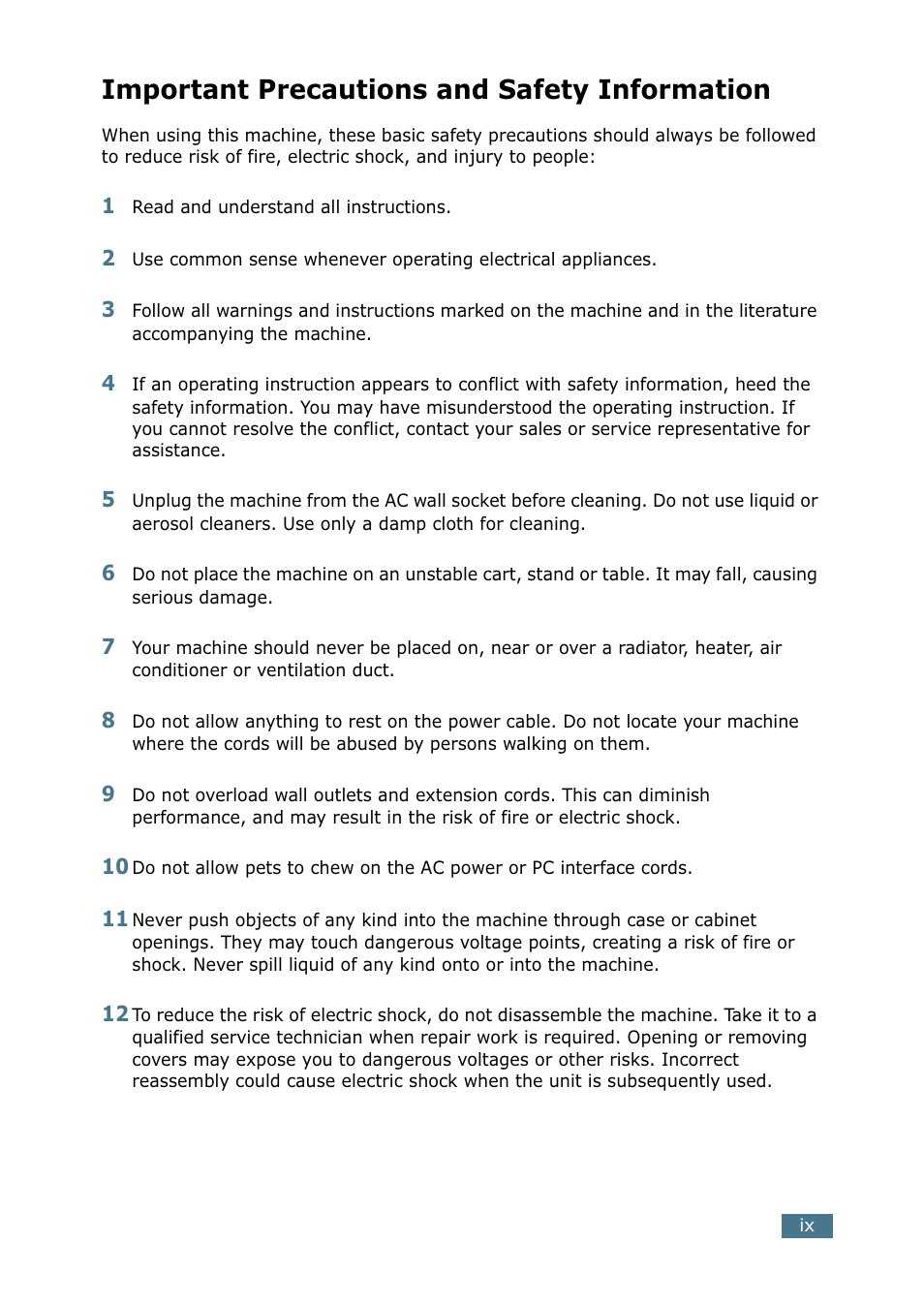 Important precautions and safety information | Samsung ML 2250 User Manual | Page 10 / 197