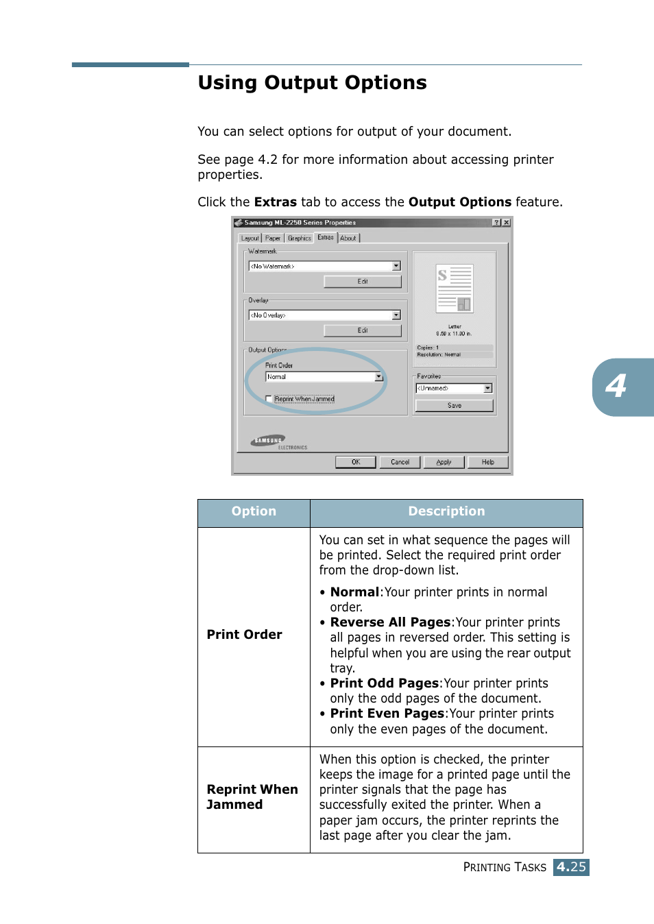 Using output options | Samsung ML 2250 User Manual | Page 100 / 197