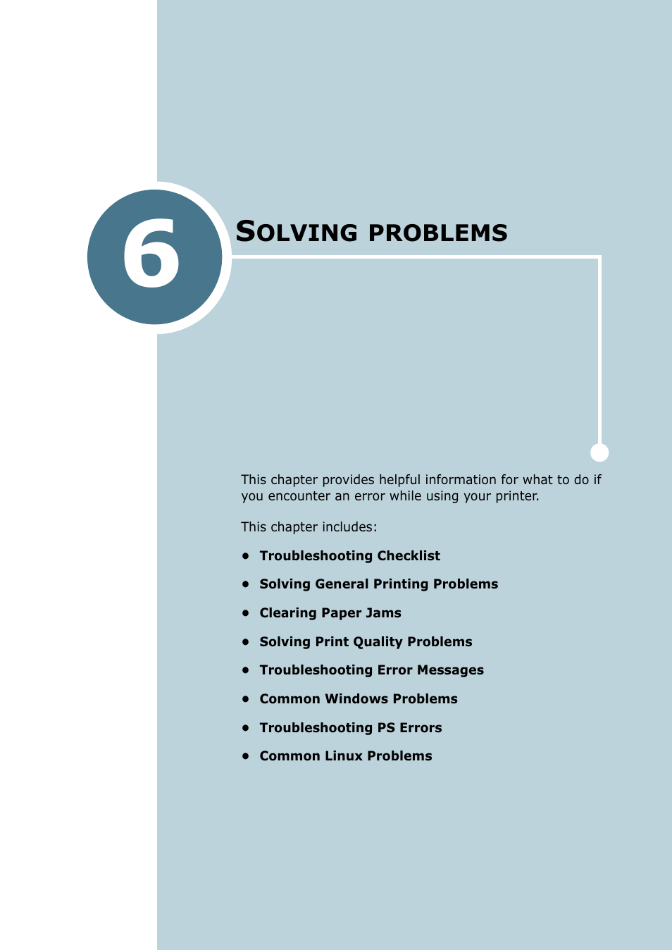 Solving problems, Chapter 6, Olving | Problems | Samsung ML 2250 User Manual | Page 118 / 197