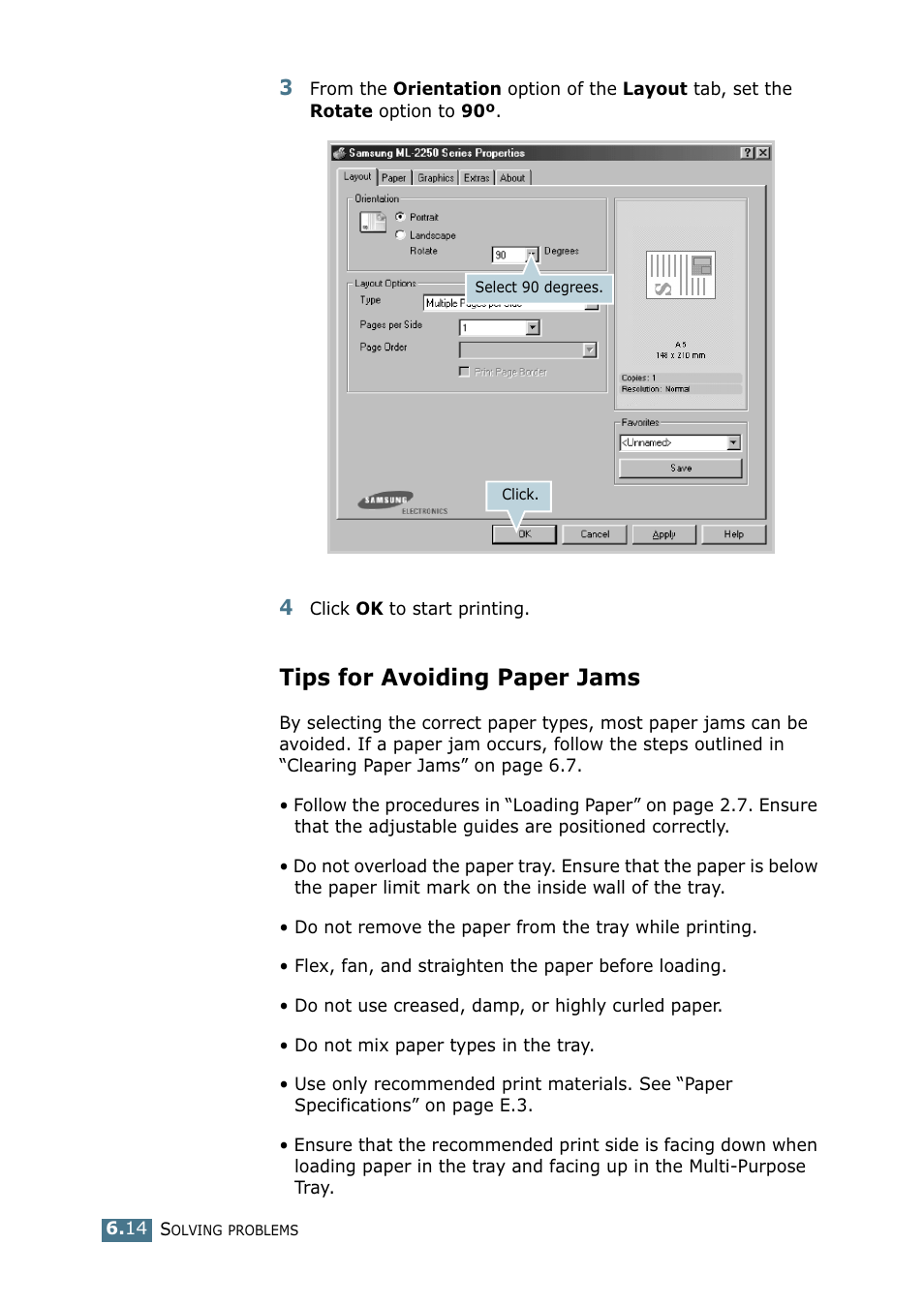 Tips for avoiding paper jams | Samsung ML 2250 User Manual | Page 131 / 197