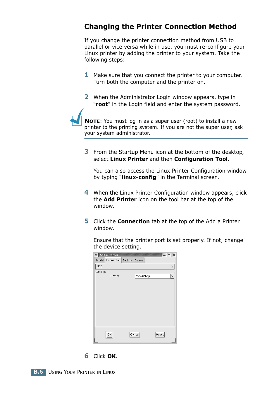 Changing the printer connection method | Samsung ML 2250 User Manual | Page 153 / 197