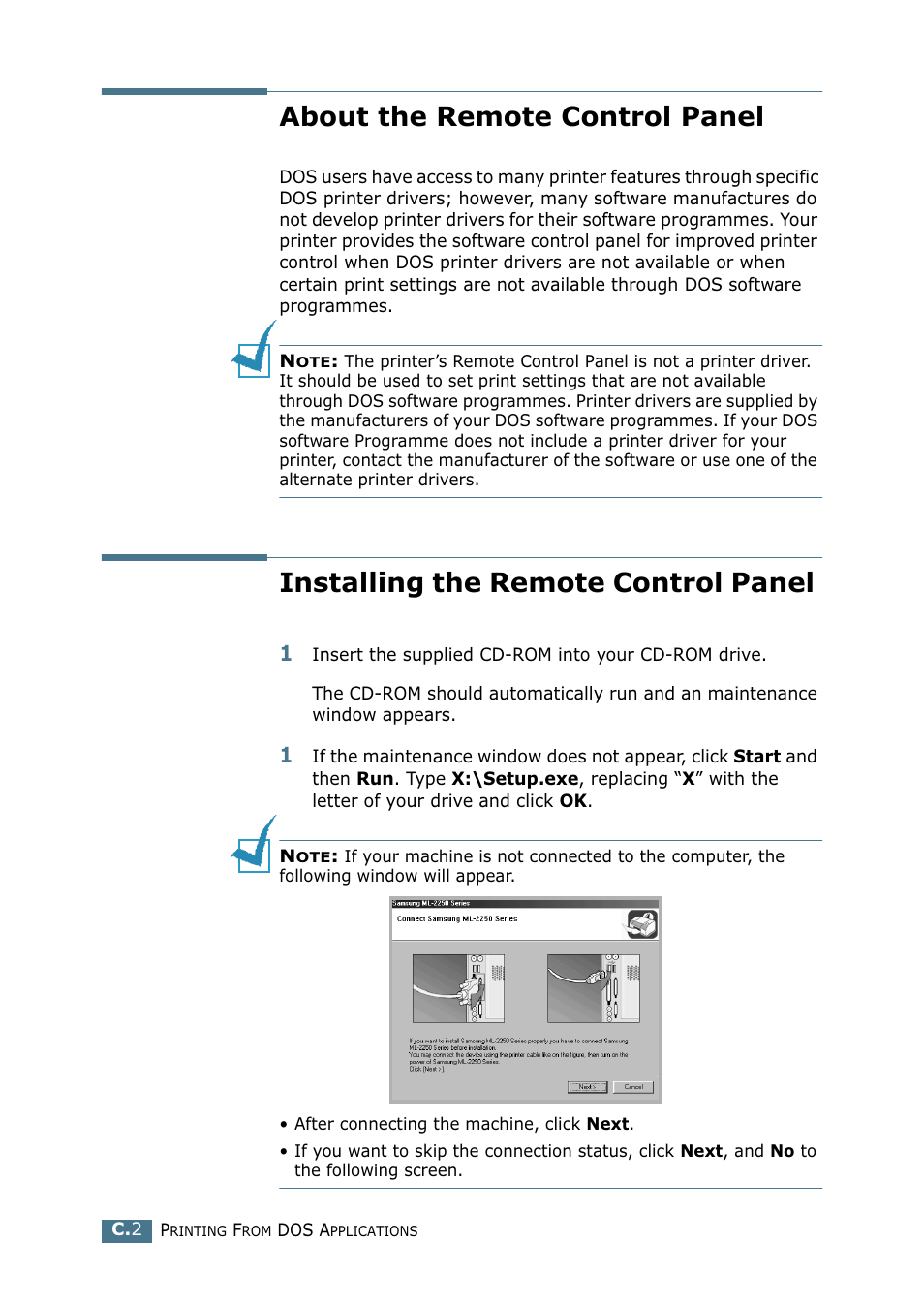 About the remote control panel, Installing the remote control panel | Samsung ML 2250 User Manual | Page 161 / 197