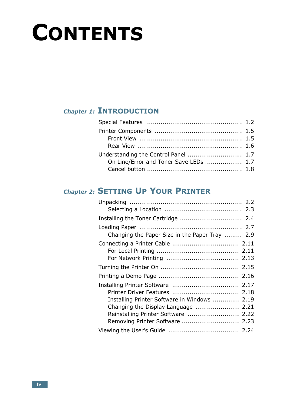 Samsung ML 2250 User Manual | Page 5 / 197