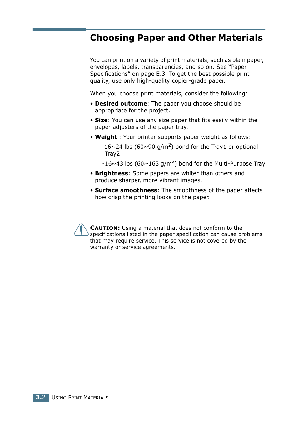 Choosing paper and other materials | Samsung ML 2250 User Manual | Page 53 / 197