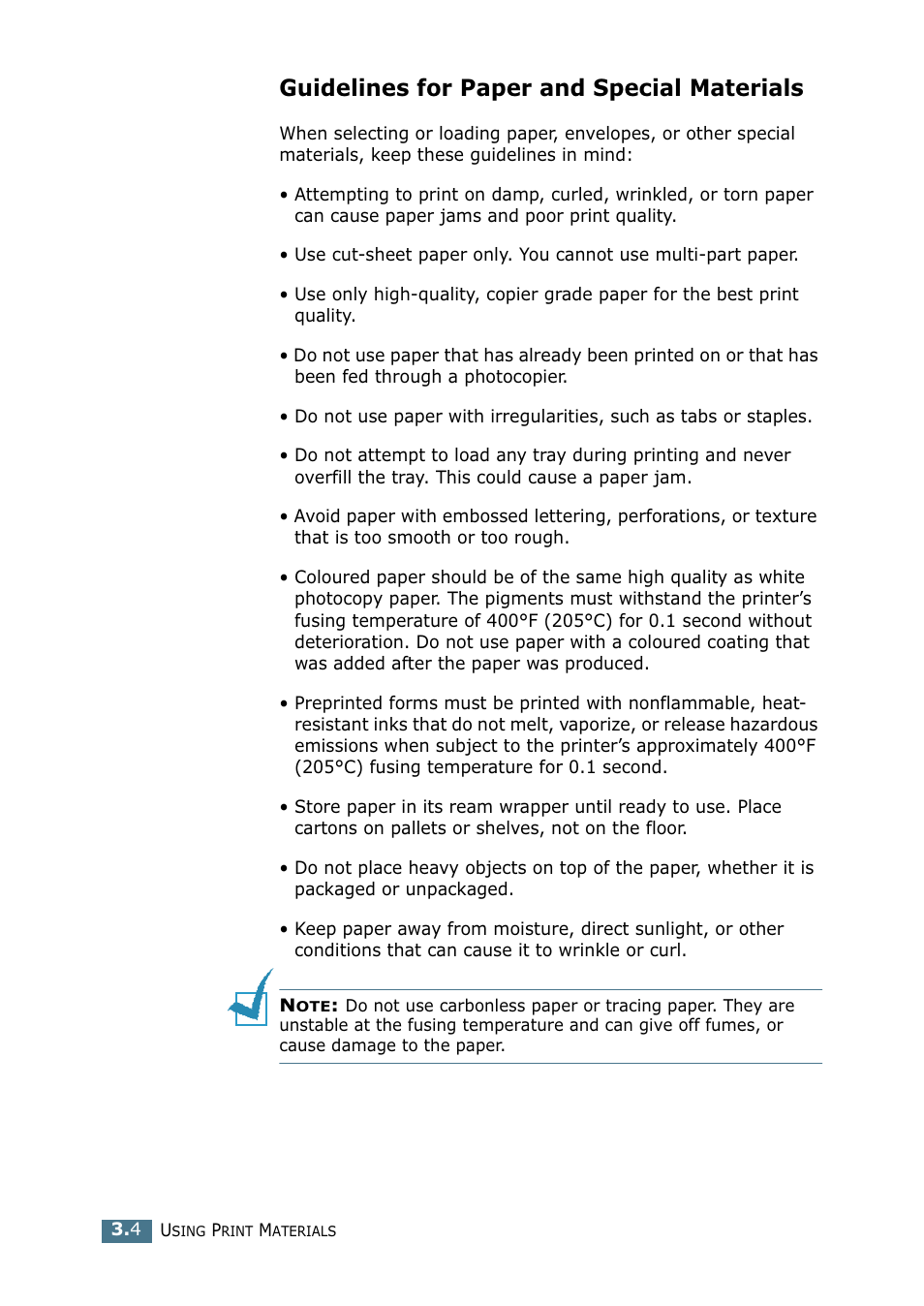 Guidelines for paper and special materials | Samsung ML 2250 User Manual | Page 55 / 197