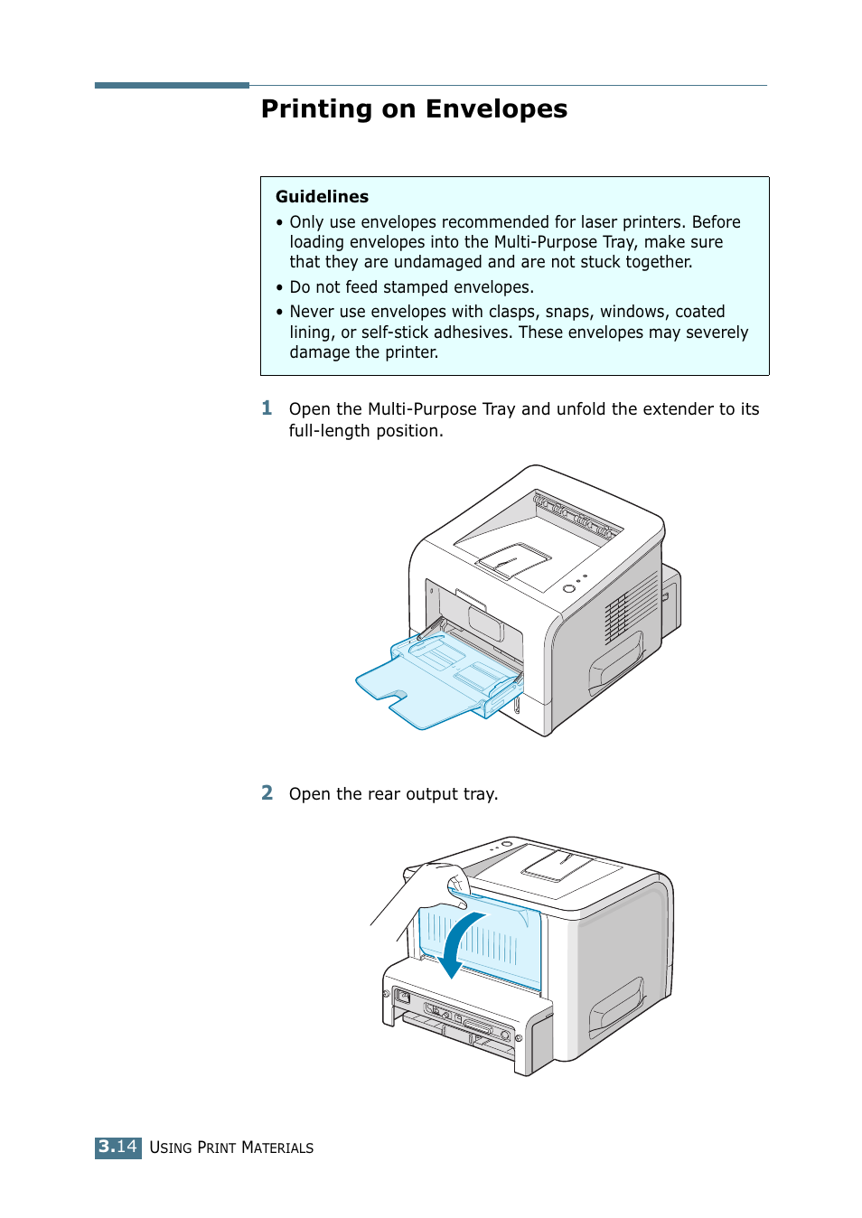 Printing on envelopes | Samsung ML 2250 User Manual | Page 65 / 197