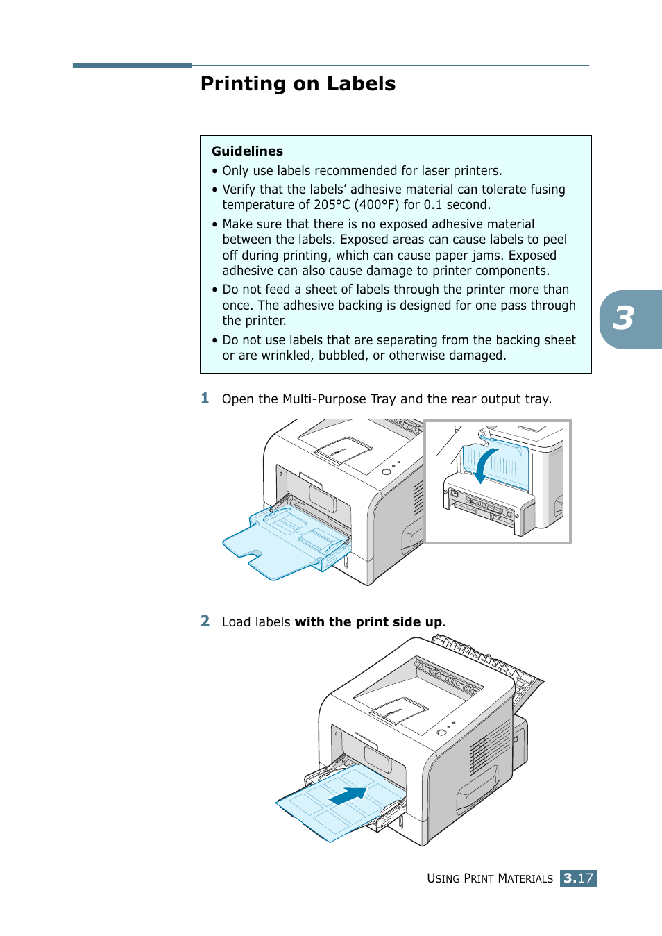 Printing on labels | Samsung ML 2250 User Manual | Page 68 / 197