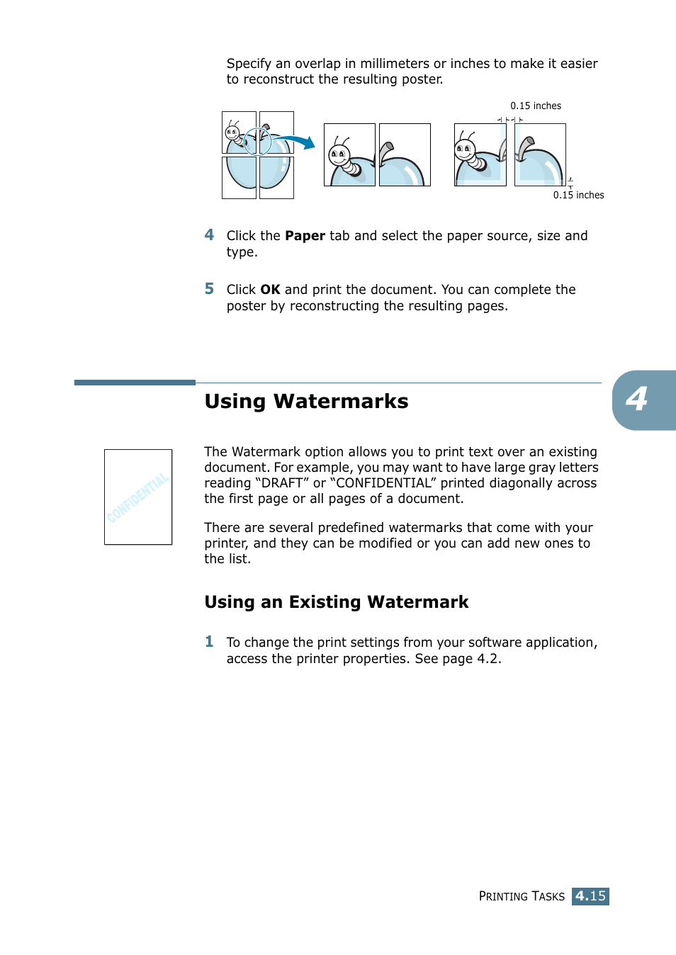 Using watermarks, Using an existing watermark | Samsung ML 2250 User Manual | Page 90 / 197