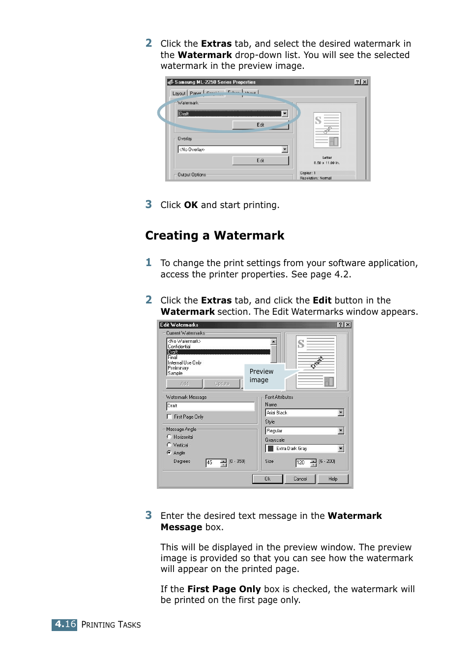 Creating a watermark | Samsung ML 2250 User Manual | Page 91 / 197