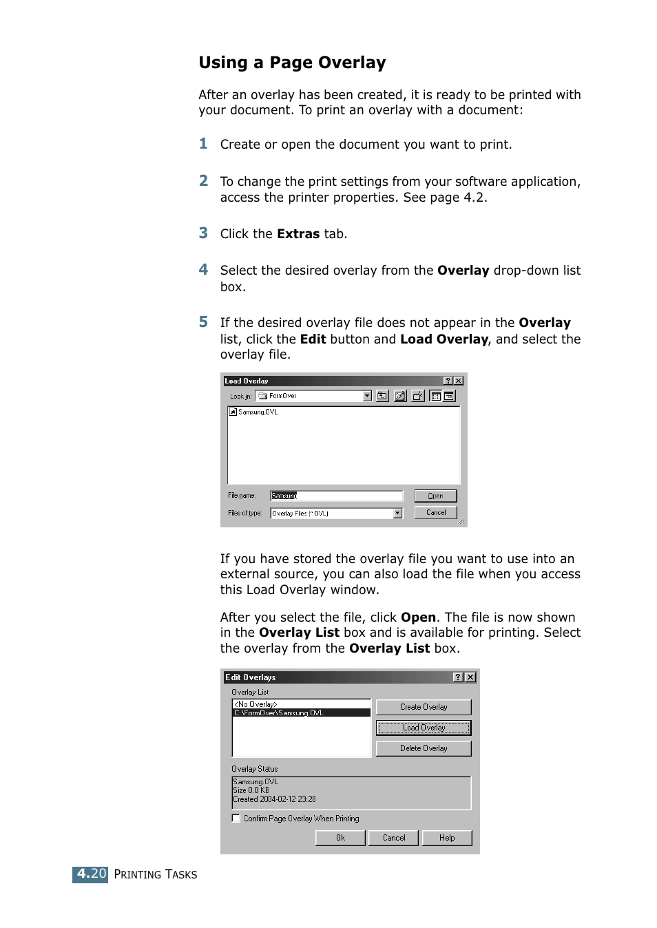 Using a page overlay | Samsung ML 2250 User Manual | Page 95 / 197