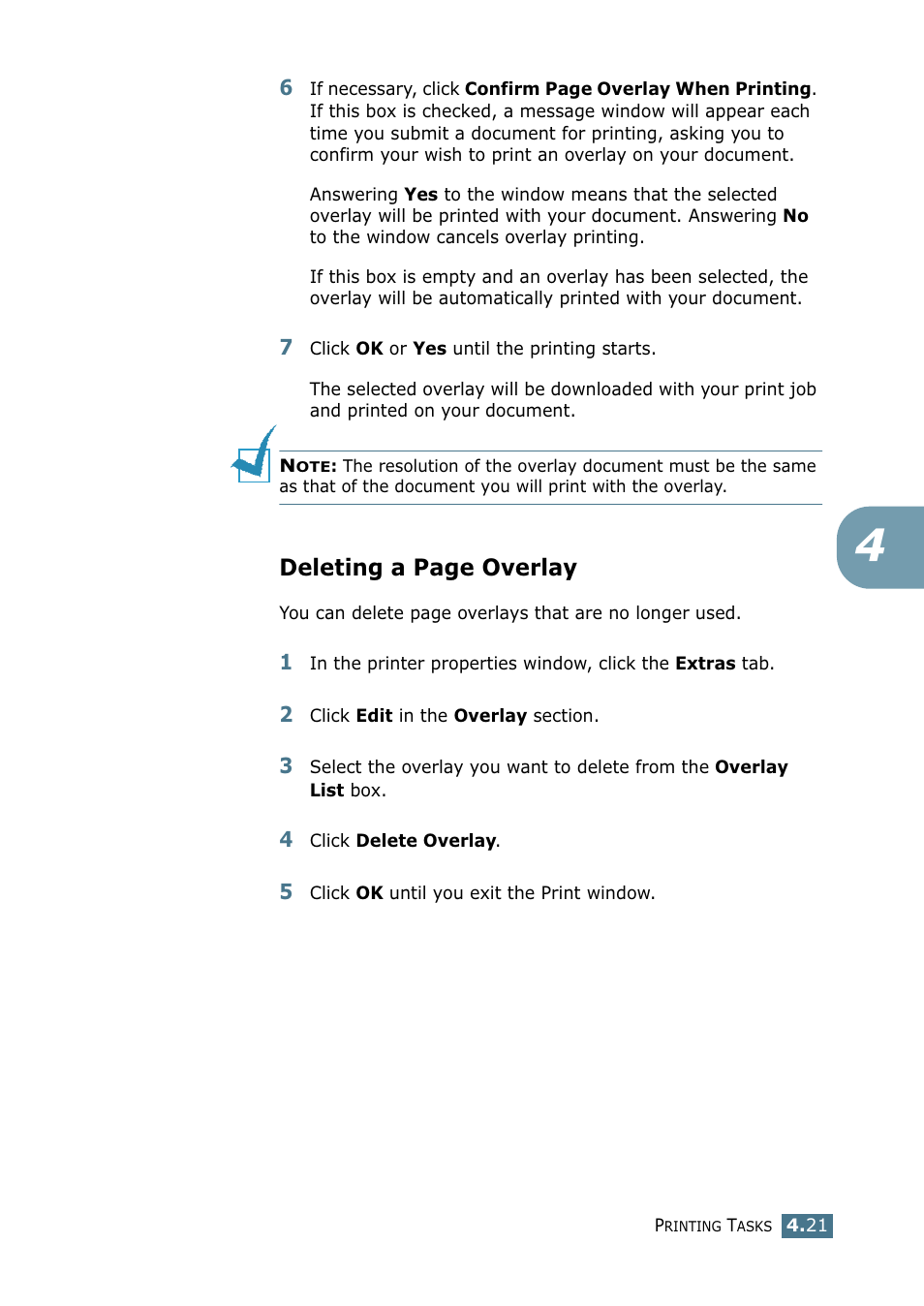 Deleting a page overlay | Samsung ML 2250 User Manual | Page 96 / 197