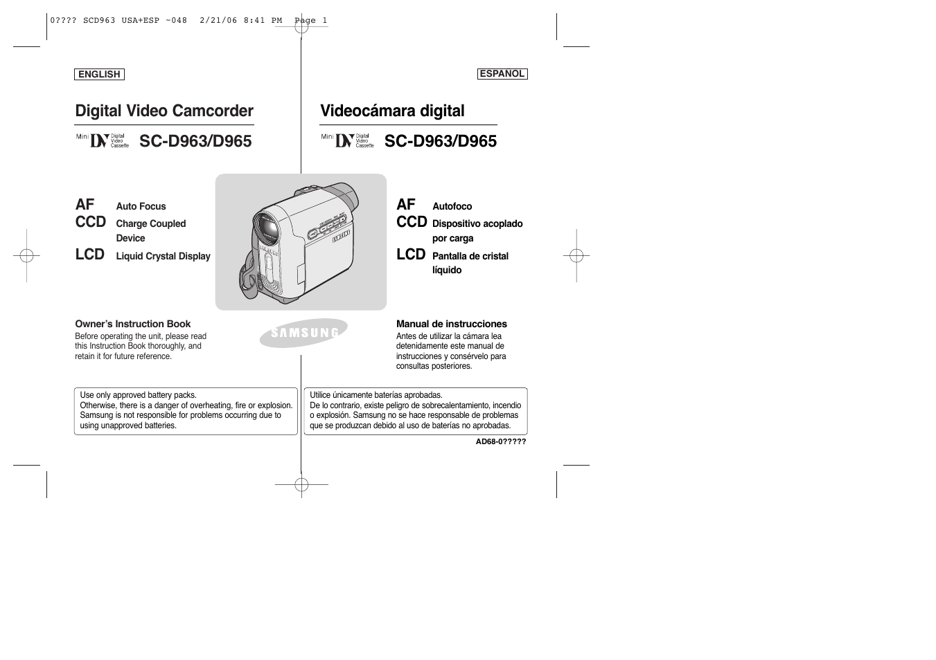 Samsung CAMCODER SC-D963 User Manual | 107 pages