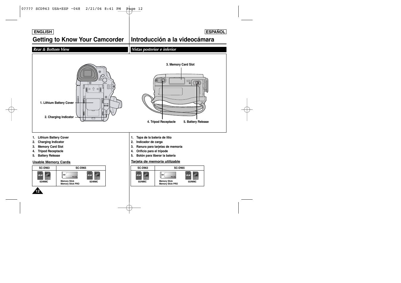 Samsung CAMCODER SC-D963 User Manual | Page 12 / 107