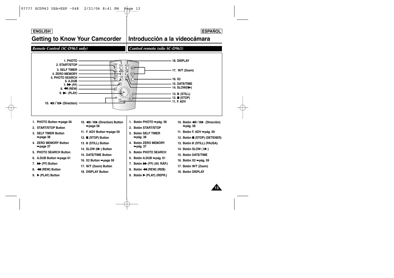 Samsung CAMCODER SC-D963 User Manual | Page 13 / 107