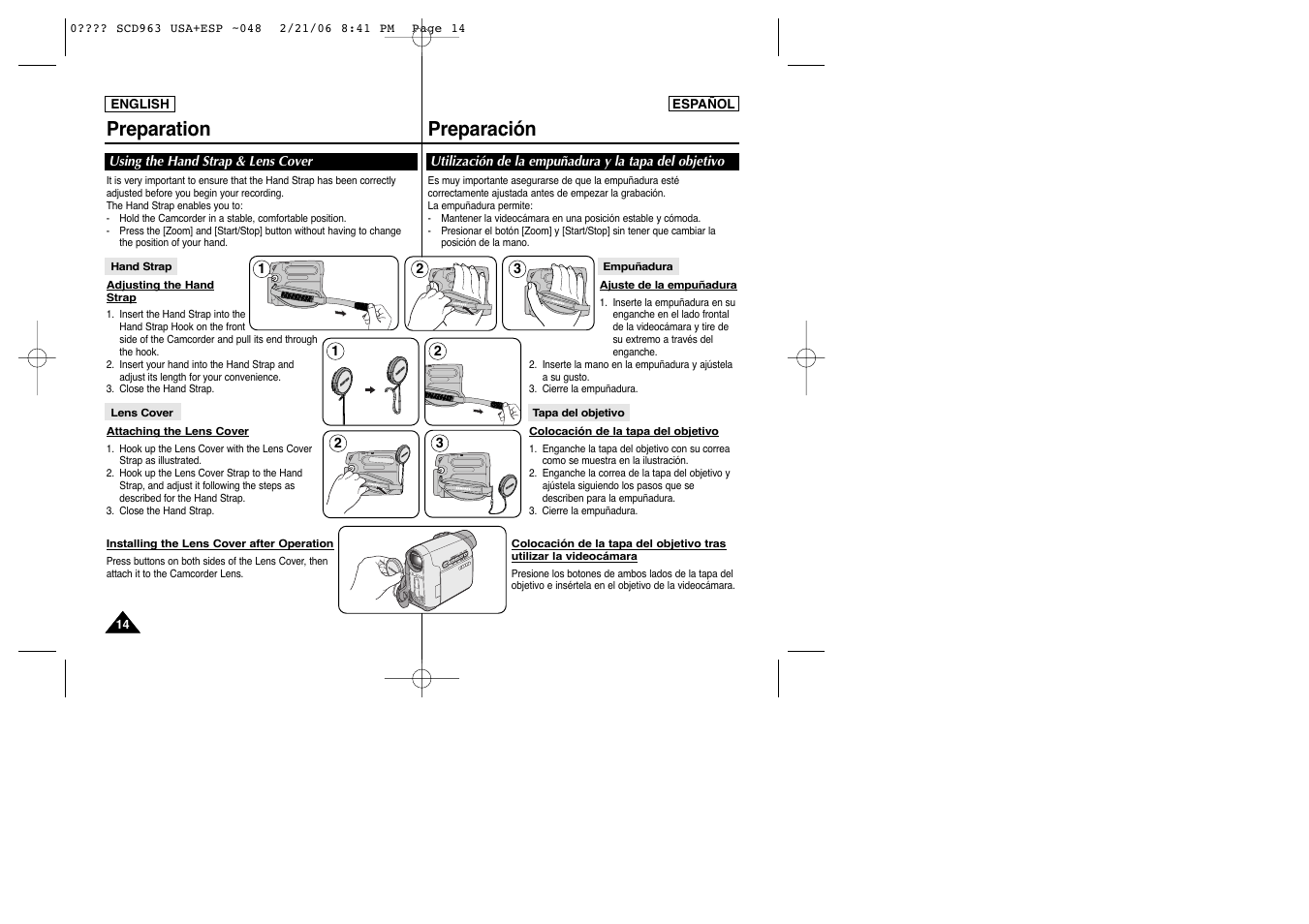 Preparation preparación | Samsung CAMCODER SC-D963 User Manual | Page 14 / 107