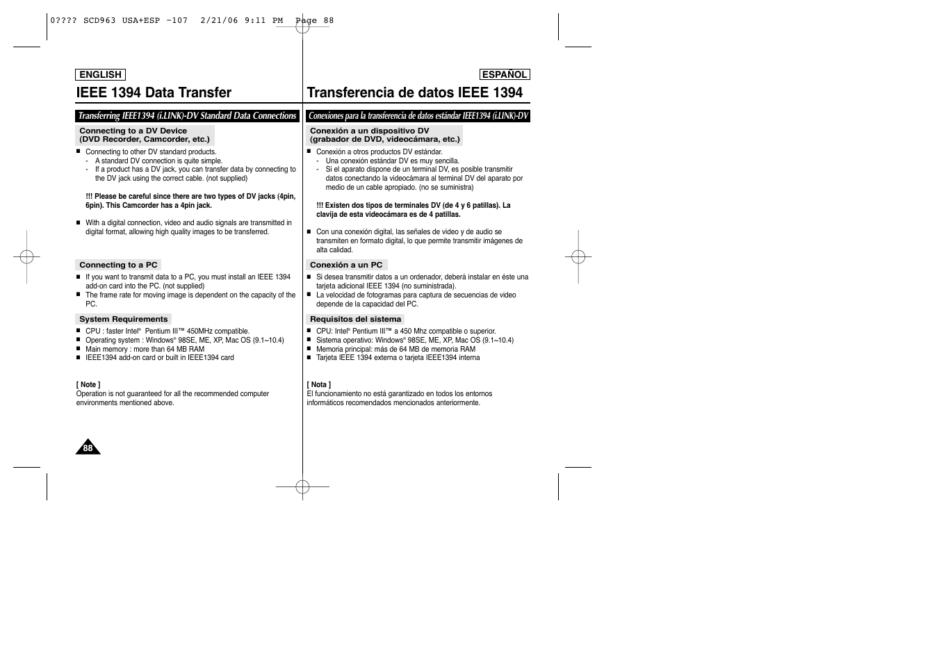 Samsung CAMCODER SC-D963 User Manual | Page 88 / 107