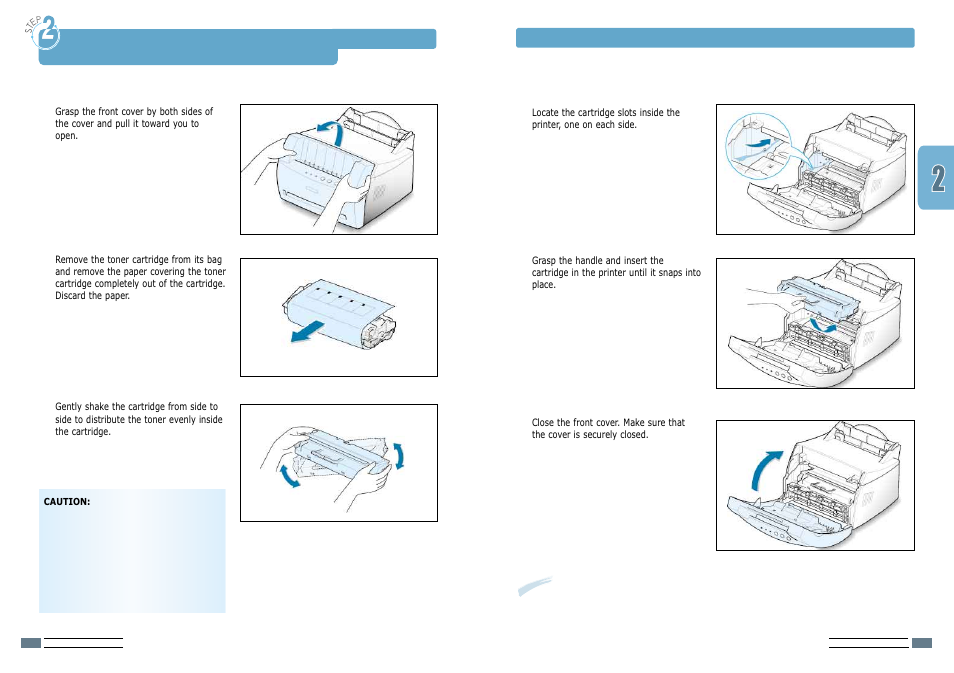 Step 2 install the toner cartridge, Install the toner cartridge | Samsung ML-1200 User Manual | Page 10 / 65