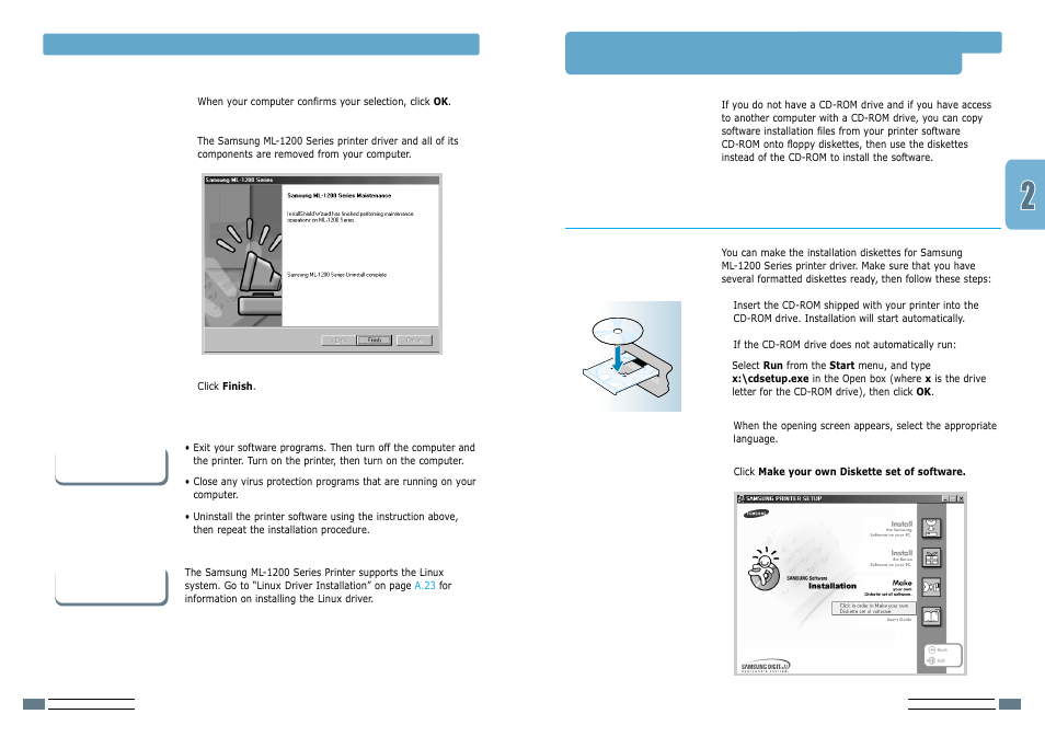 Installing software from diskette, Making installation diskettes | Samsung ML-1200 User Manual | Page 15 / 65