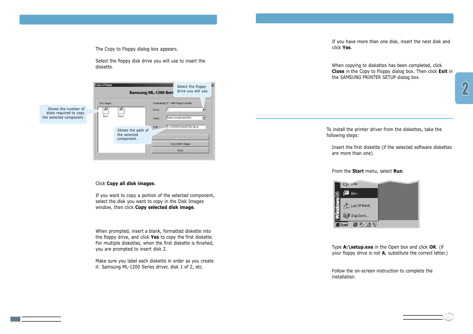 Installing software | Samsung ML-1200 User Manual | Page 16 / 65