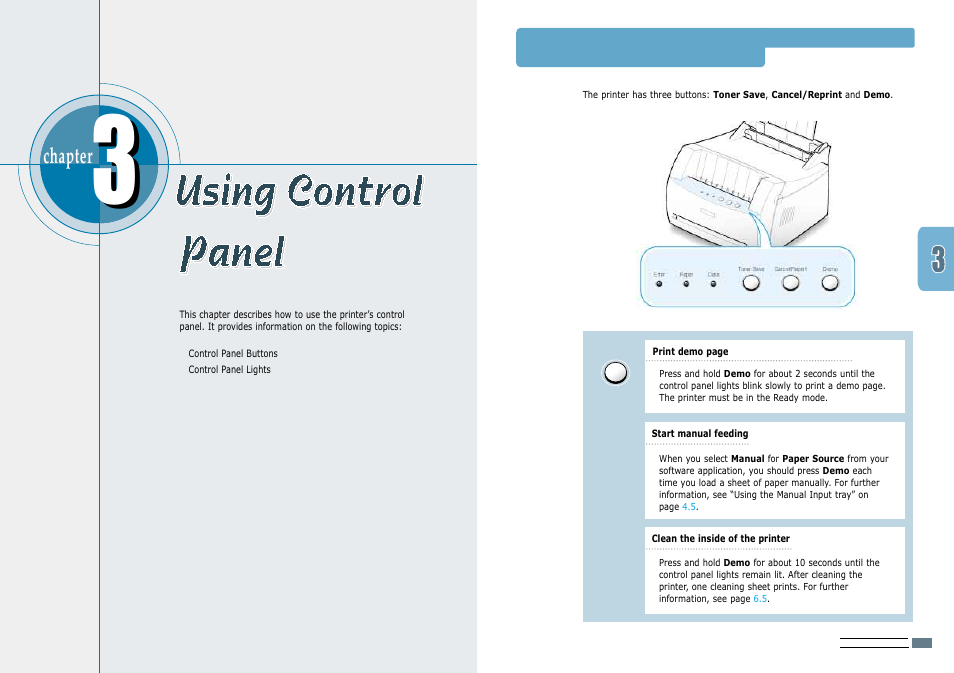 Using control panel, Control panel buttons, Chapter | Samsung ML-1200 User Manual | Page 17 / 65