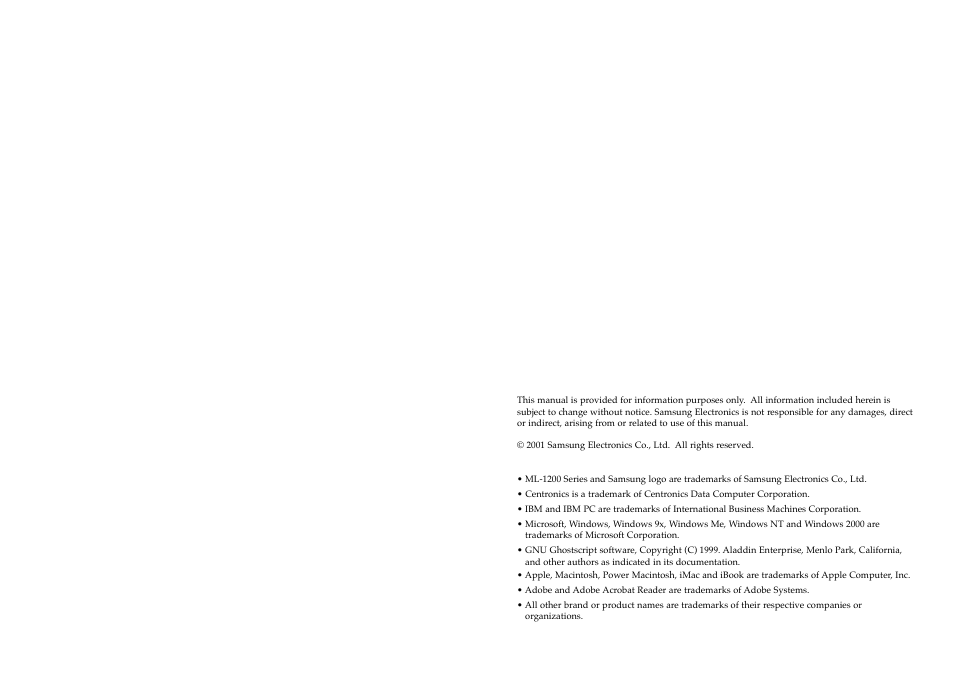 Samsung ML-1200 User Manual | Page 2 / 65