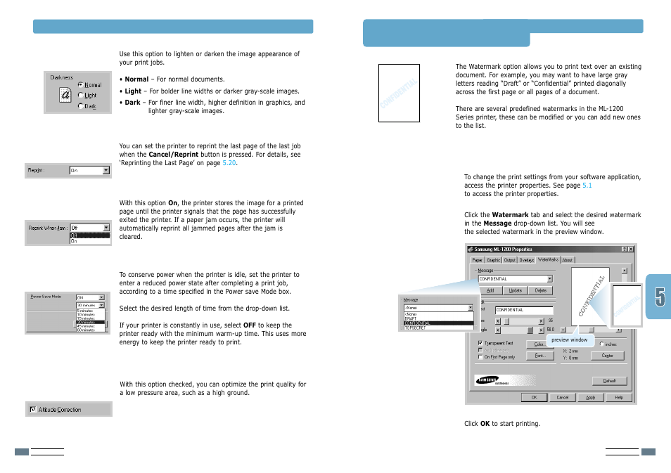 Printing watermarks | Samsung ML-1200 User Manual | Page 32 / 65