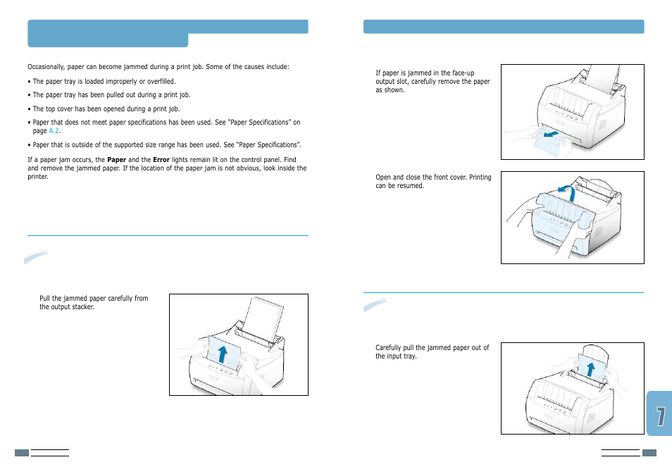 Clearing paper jams, Input area, Output area | Samsung ML-1200 User Manual | Page 44 / 65