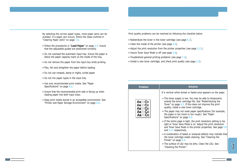 Solving print quality problems, Tips for avoiding paper jams | Samsung ML-1200 User Manual | Page 46 / 65