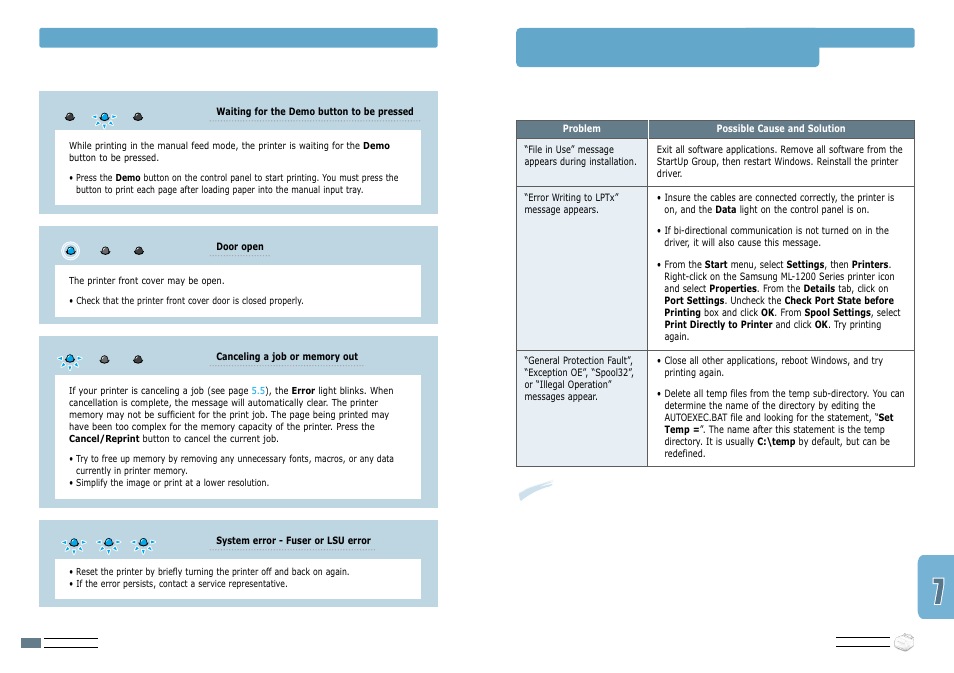 Common windows problems | Samsung ML-1200 User Manual | Page 50 / 65