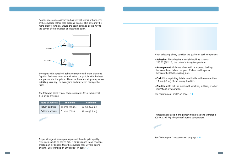 Labels transparencies | Samsung ML-1200 User Manual | Page 55 / 65