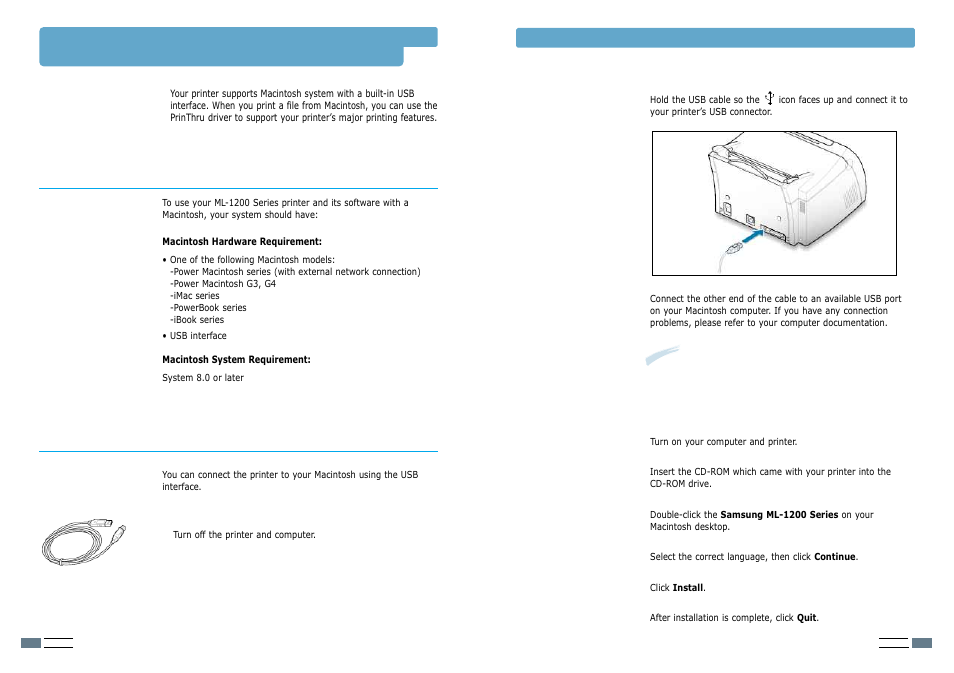 Using your printer with macintosh, System requirements, Installing software for macintosh | Samsung ML-1200 User Manual | Page 59 / 65
