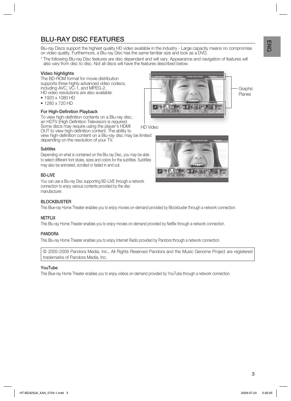 Blu-ray disc features | Samsung HT-BD3252 User Manual | Page 3 / 113