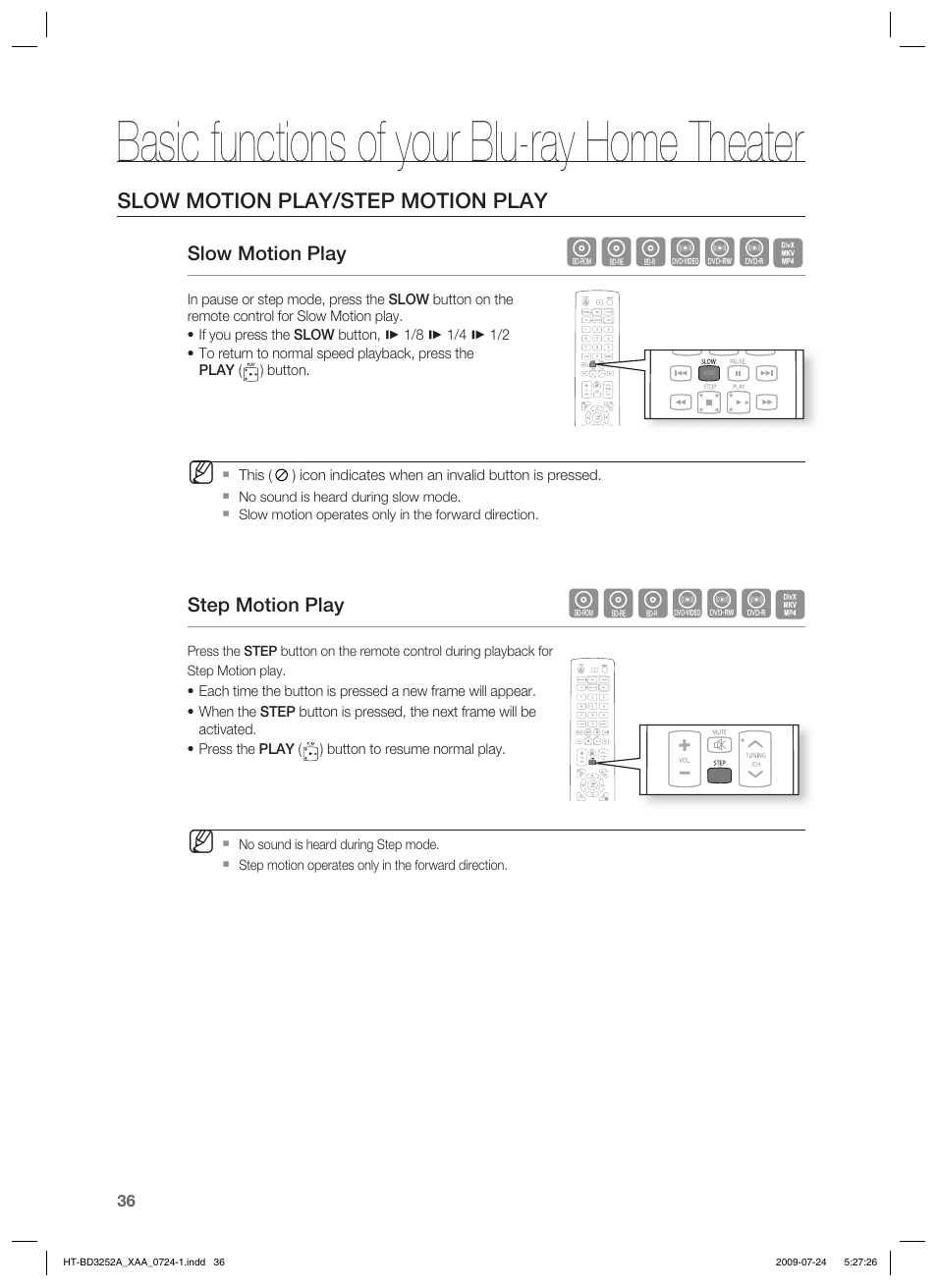 Basic functions of your blu-ray home theater, Hgfzcv | Samsung HT-BD3252 User Manual | Page 36 / 113