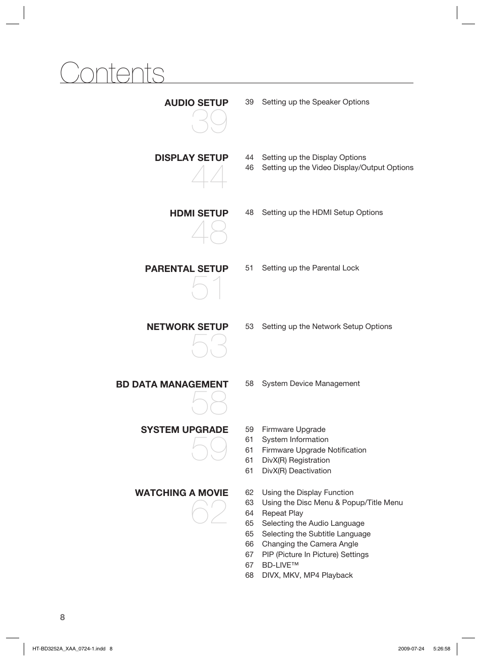 Samsung HT-BD3252 User Manual | Page 8 / 113