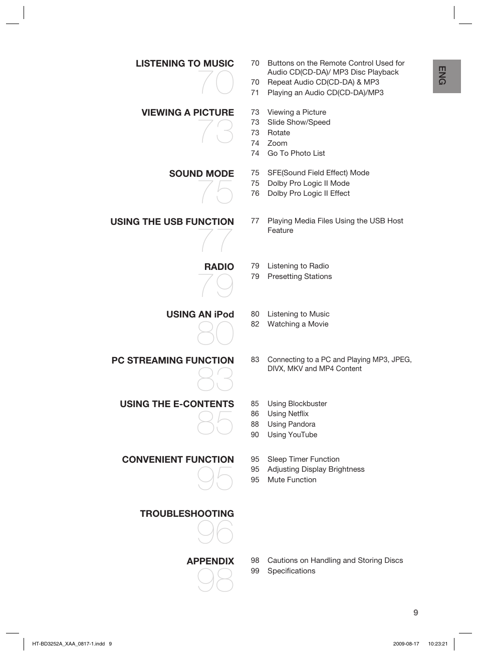 Samsung HT-BD3252 User Manual | Page 9 / 113