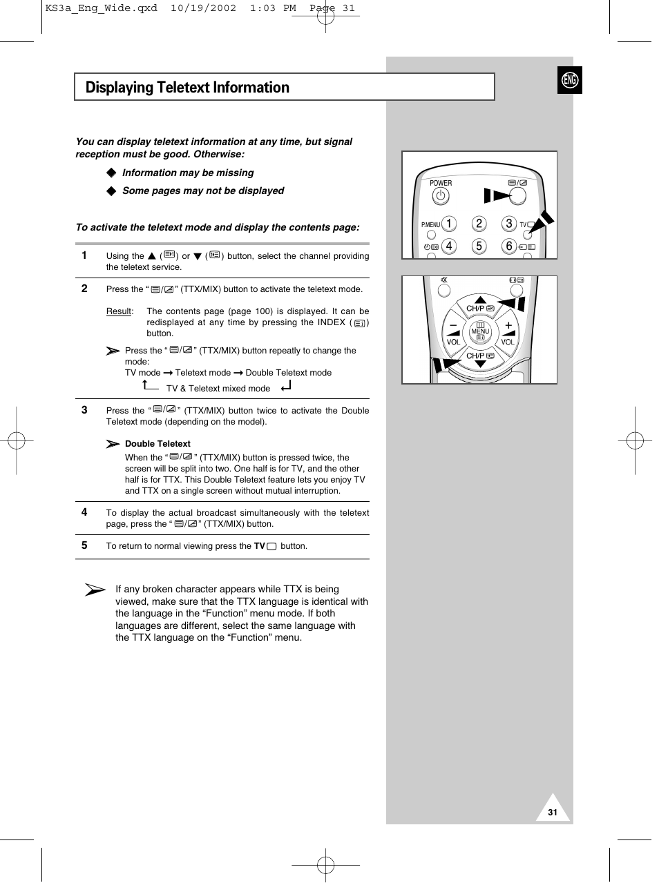 Displaying teletext information | Samsung CS29K10MQ User Manual | Page 31 / 40
