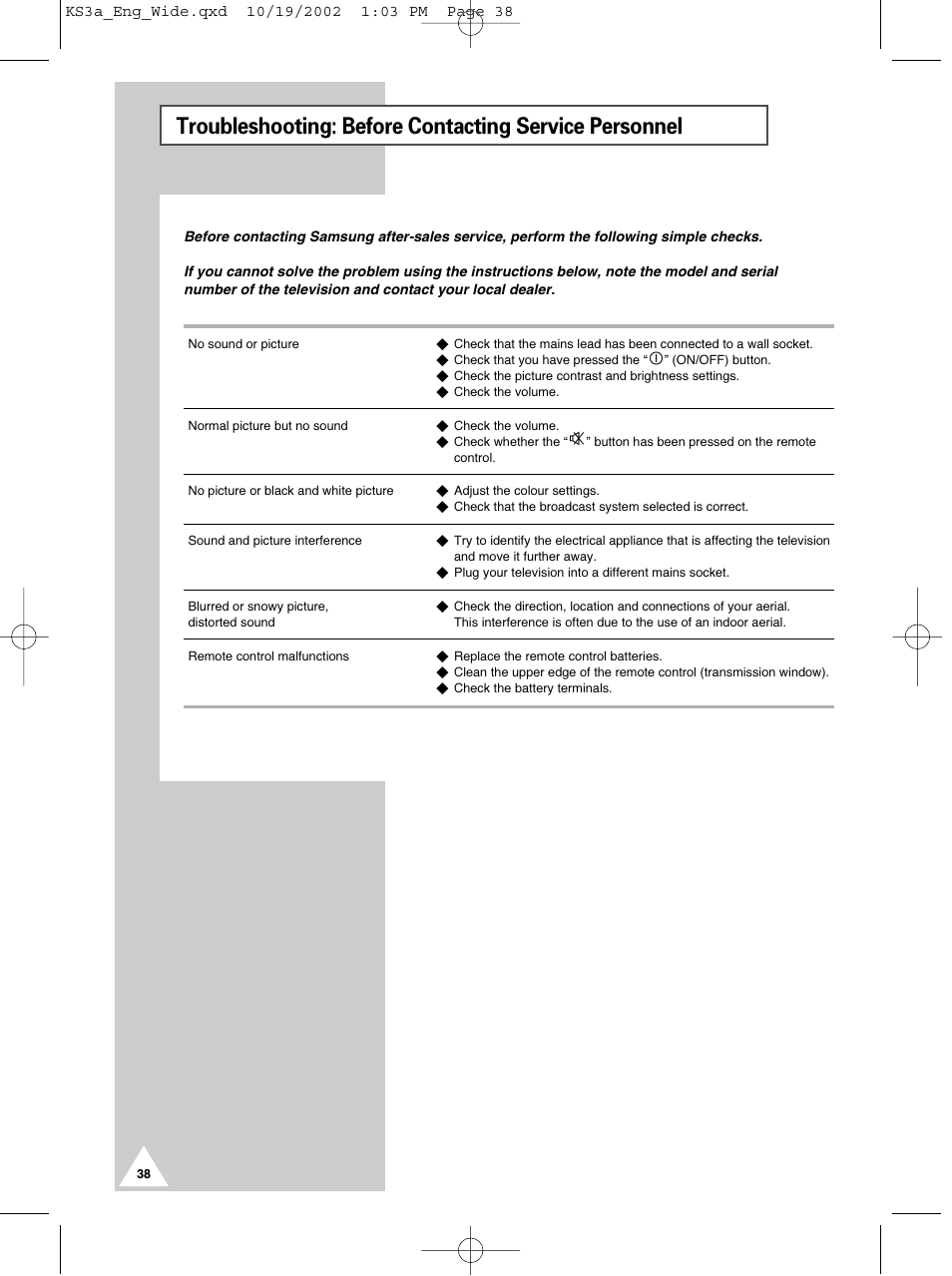 Samsung CS29K10MQ User Manual | Page 38 / 40