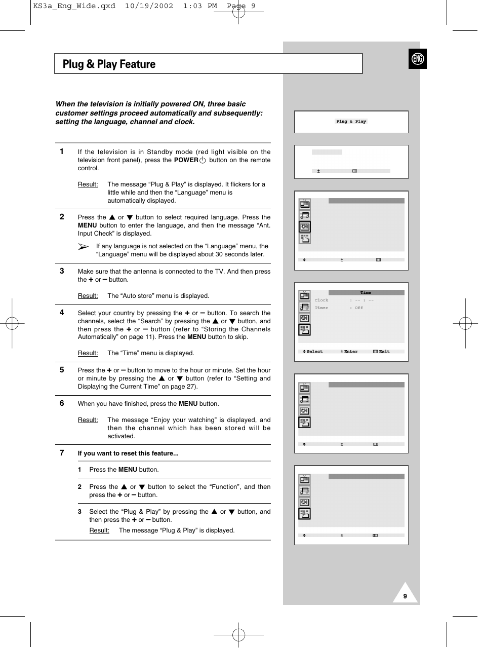 Plug & play feature | Samsung CS29K10MQ User Manual | Page 9 / 40