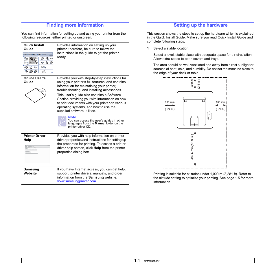 Finding more information, Setting up the hardware, Finding more information setting up the hardware | Samsung ML-2850D User Manual | Page 14 / 88