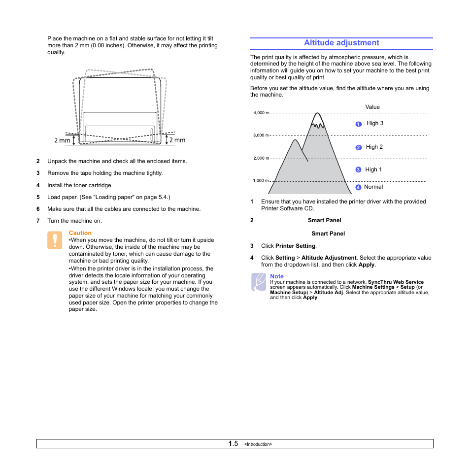 Altitude adjustment | Samsung ML-2850D User Manual | Page 15 / 88