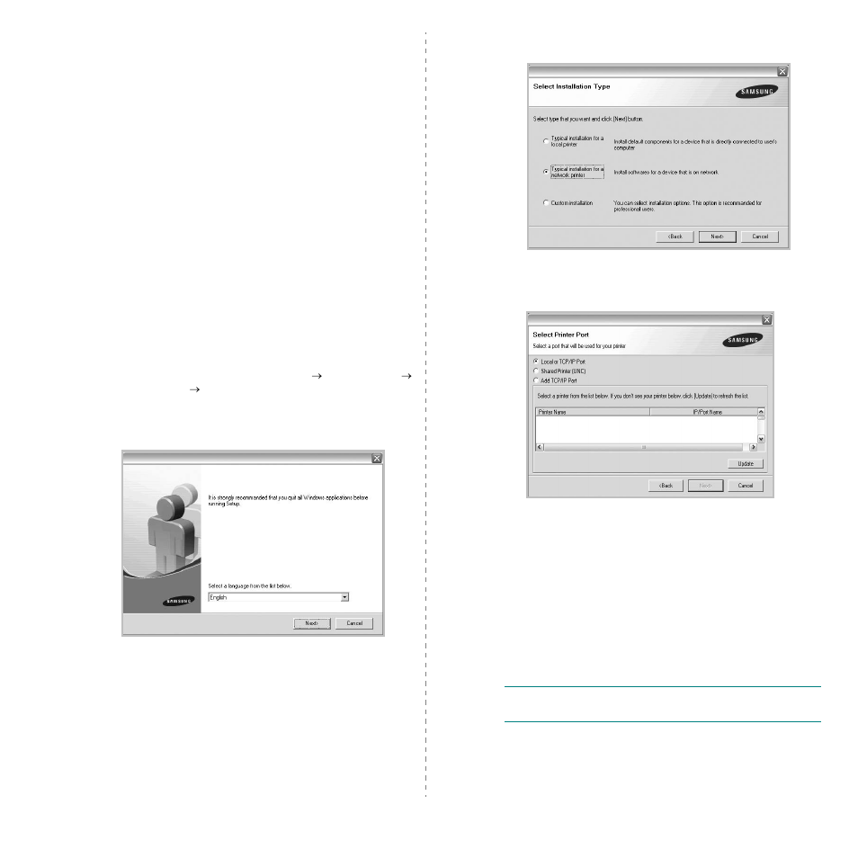 Installing software for network printing | Samsung ML-2850D User Manual | Page 56 / 88