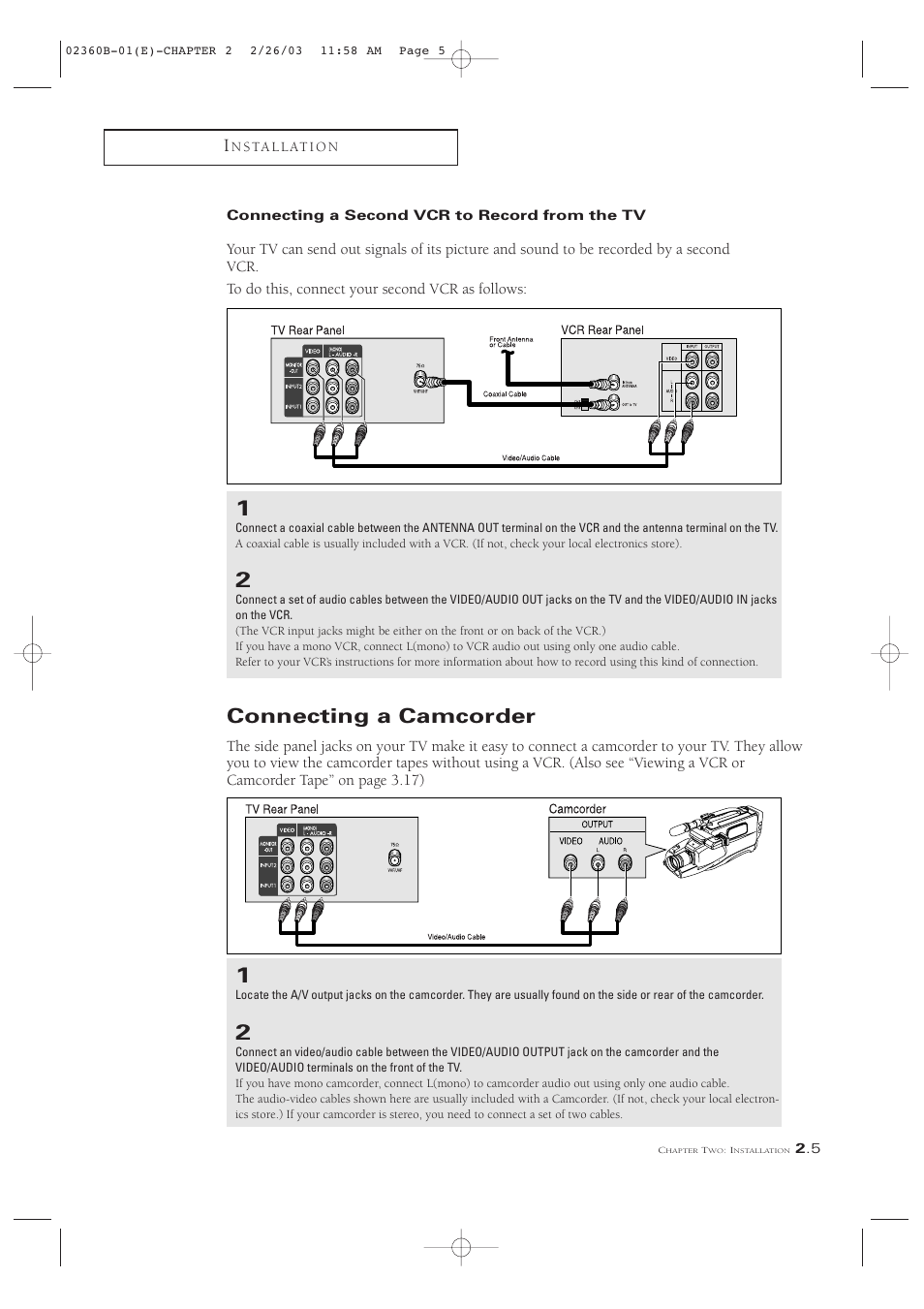 Connecting a camcorder | Samsung CSN2077DV User Manual | Page 17 / 79