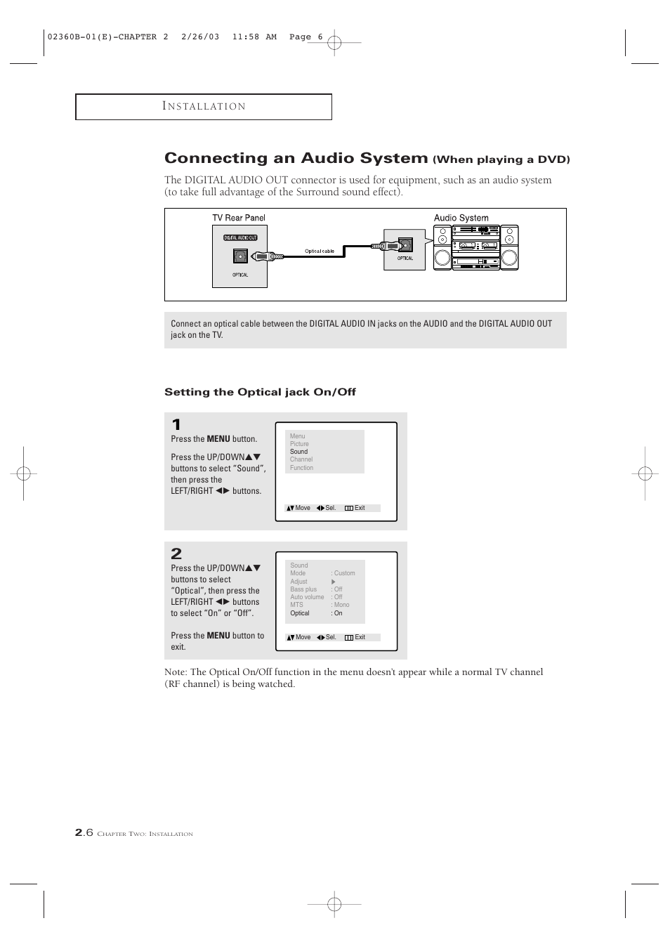 Connecting an audio system | Samsung CSN2077DV User Manual | Page 18 / 79