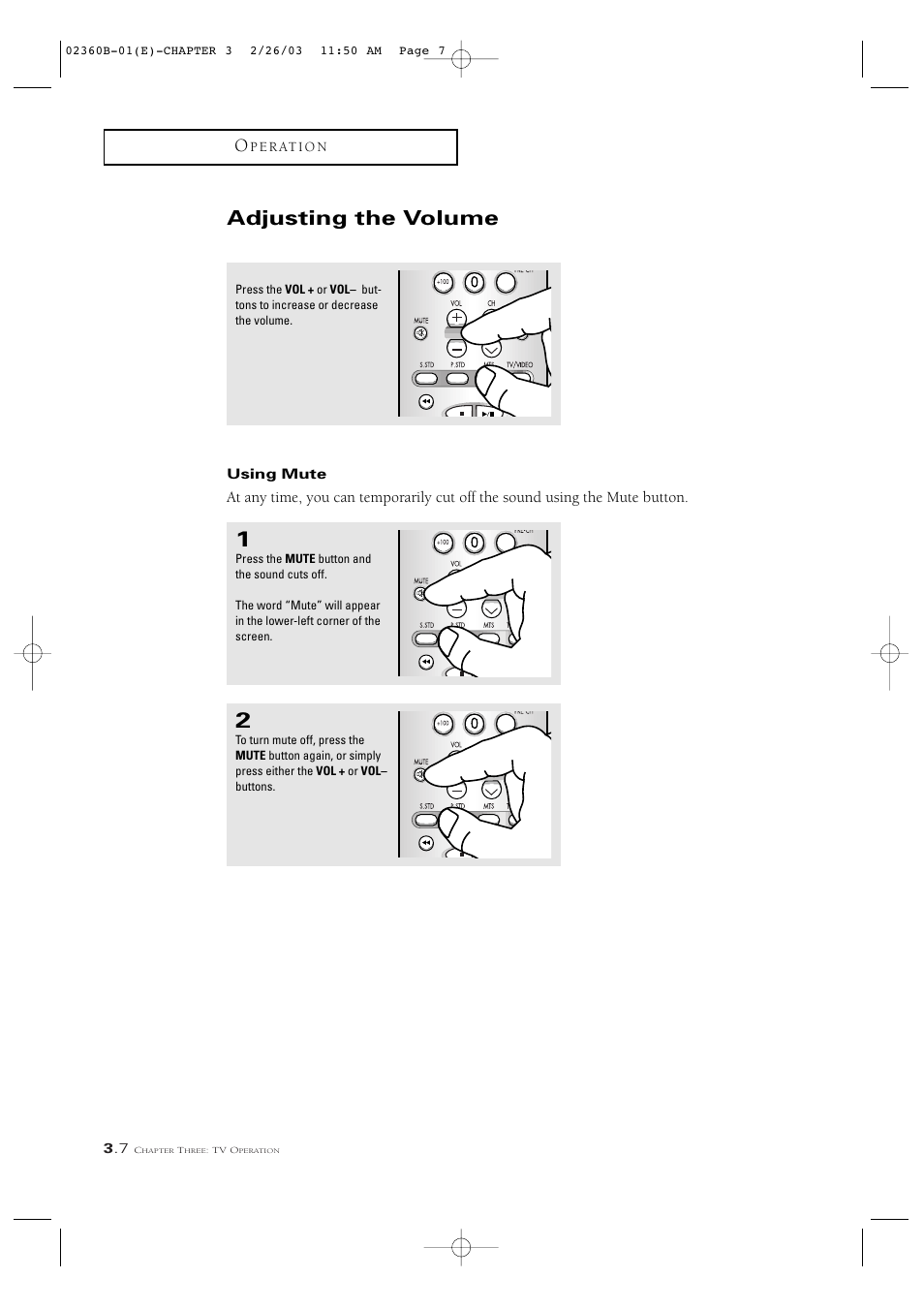 Adjusting the volume | Samsung CSN2077DV User Manual | Page 26 / 79