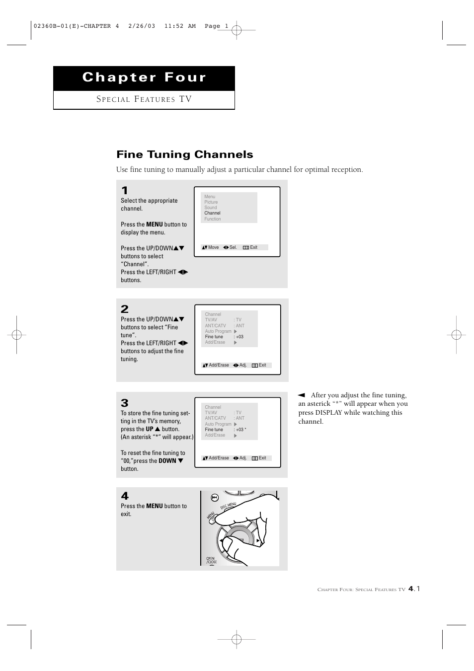 Fine tuning channels | Samsung CSN2077DV User Manual | Page 33 / 79