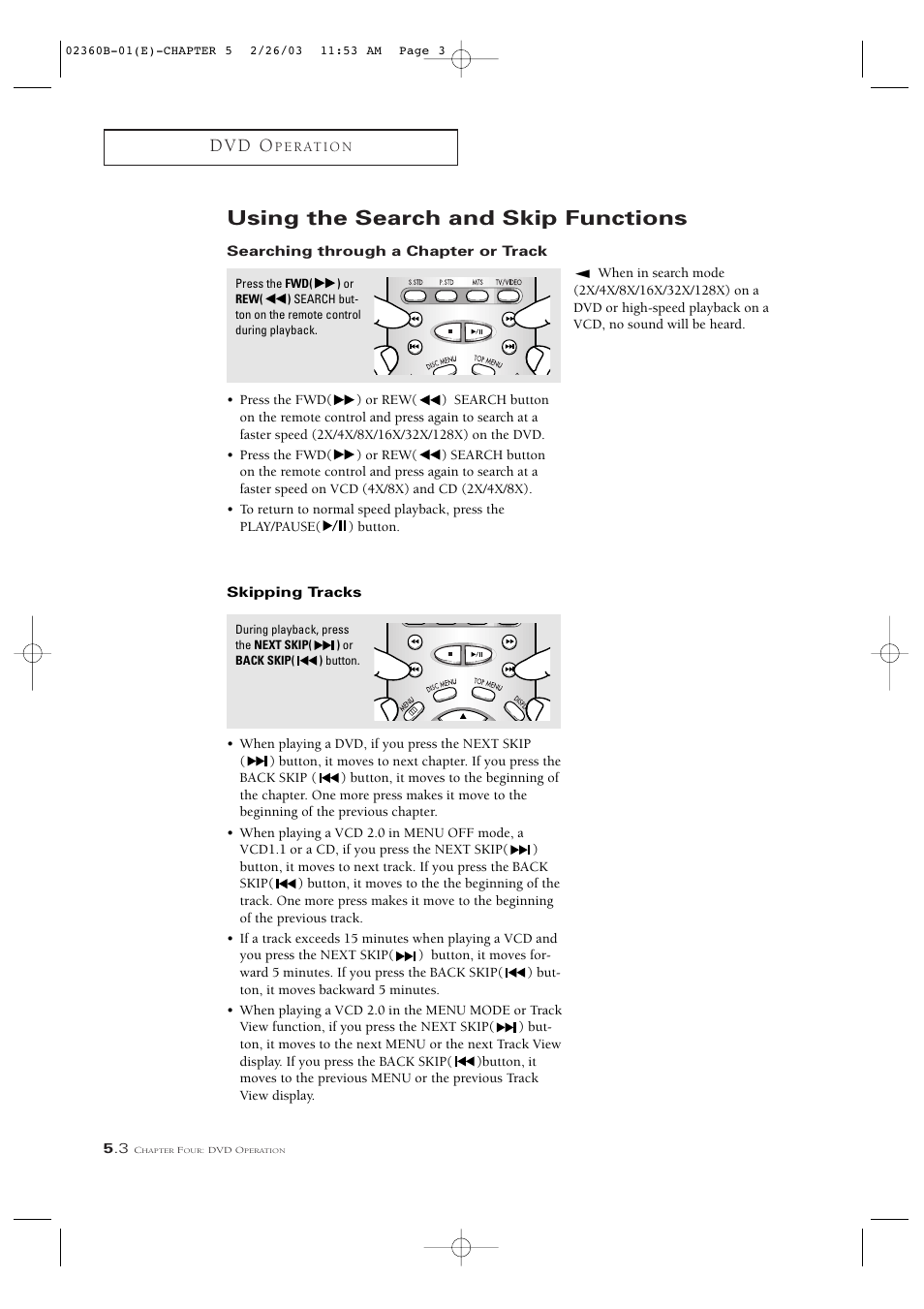 Using the search and skip functions, D v d o | Samsung CSN2077DV User Manual | Page 52 / 79