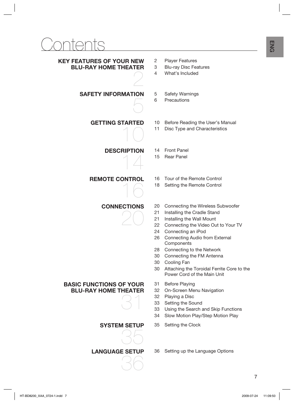 Samsung 2.1CH BLU-RAY HT-BD8200 User Manual | Page 7 / 96