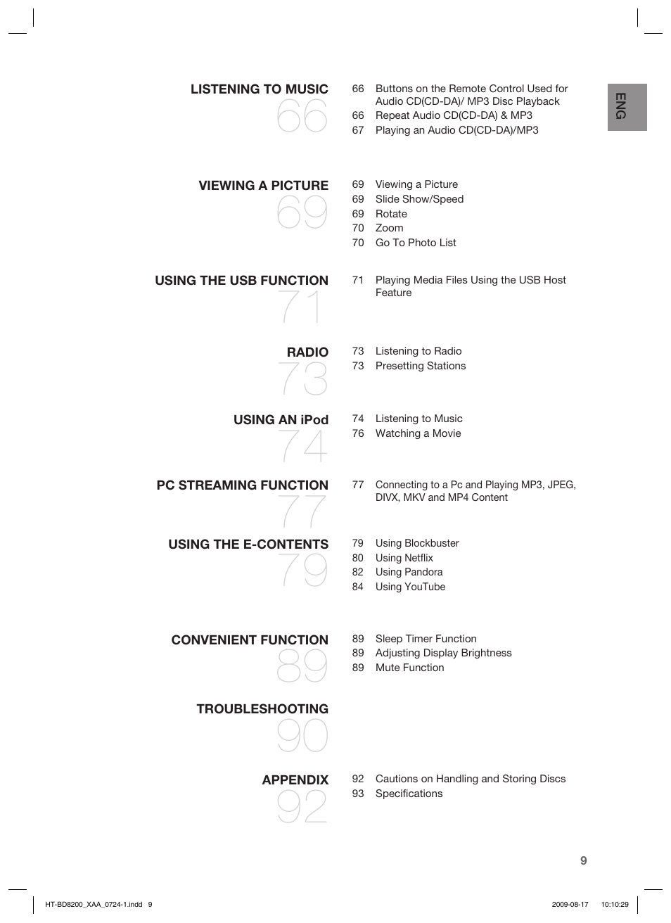 Samsung 2.1CH BLU-RAY HT-BD8200 User Manual | Page 9 / 96