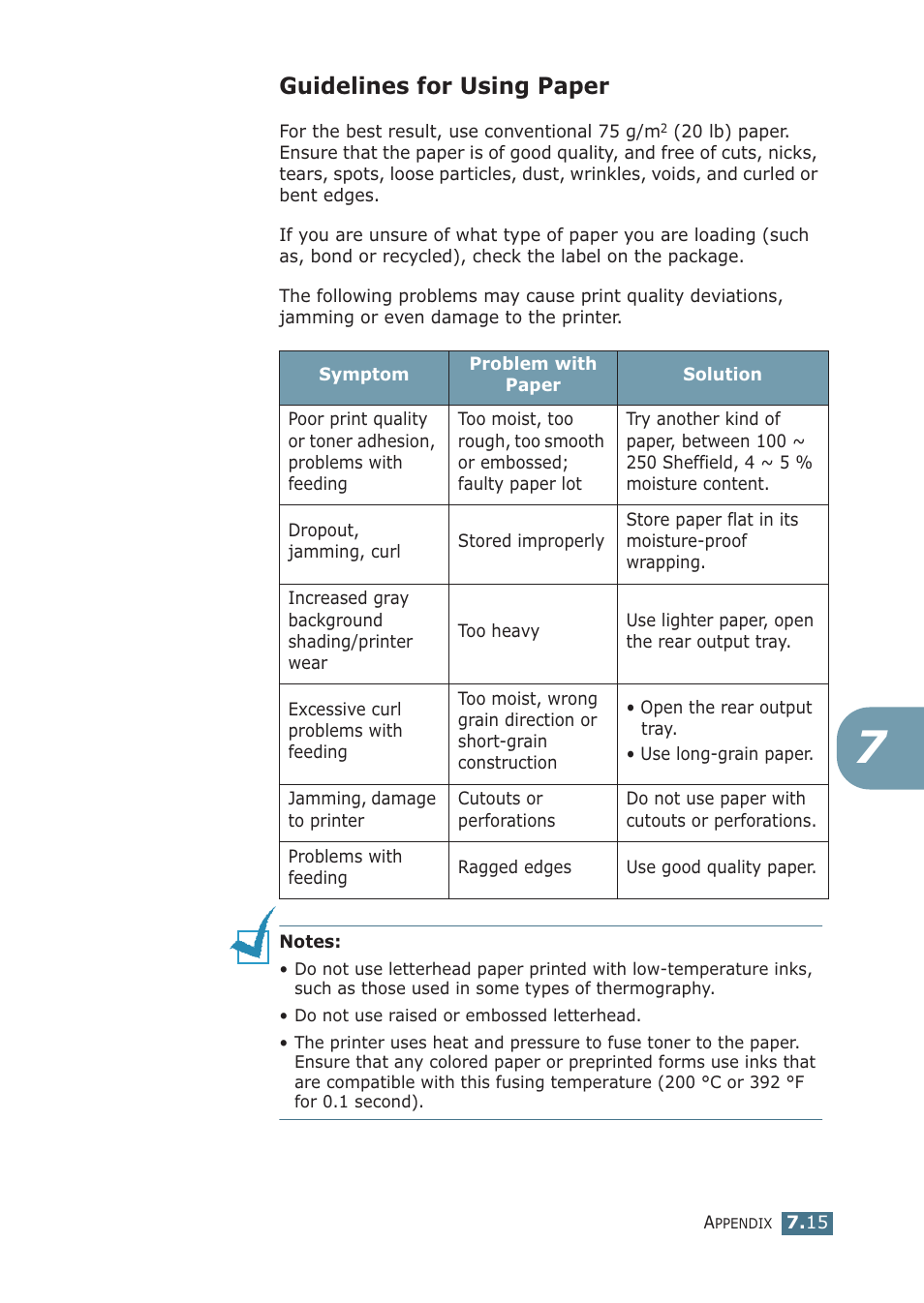 Guidelines for using paper | Samsung ML-1510 User Manual | Page 128 / 134
