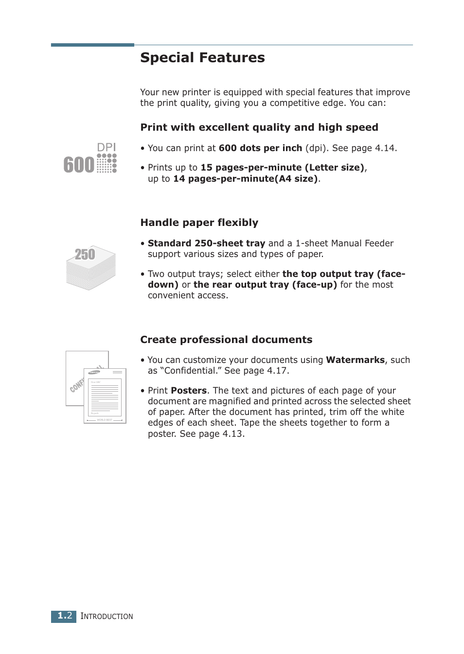 Special features | Samsung ML-1510 User Manual | Page 13 / 134